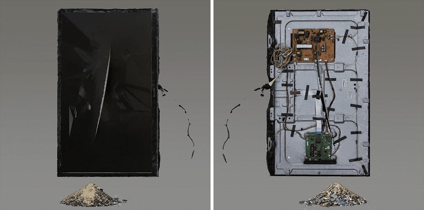 Sony Bravia with Sand Mound (After Fontana)