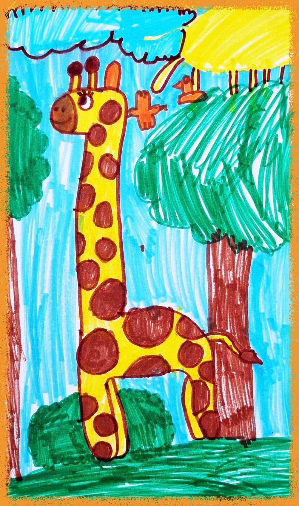 La girafe et les oiseaux